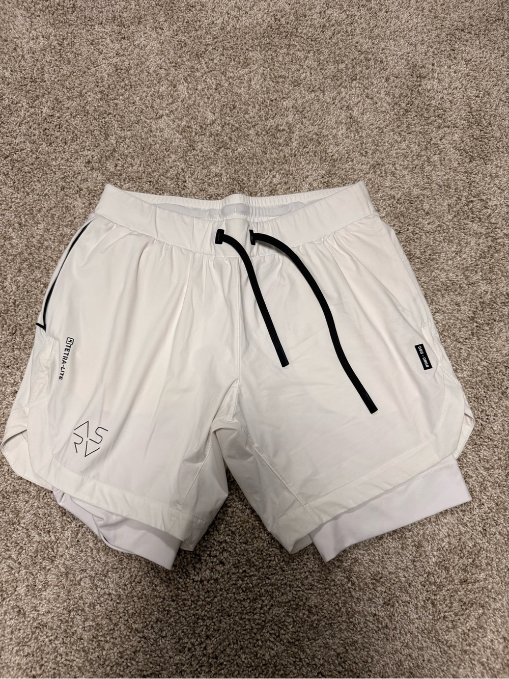 ASRV White Men's Athletic Shorts With Compression